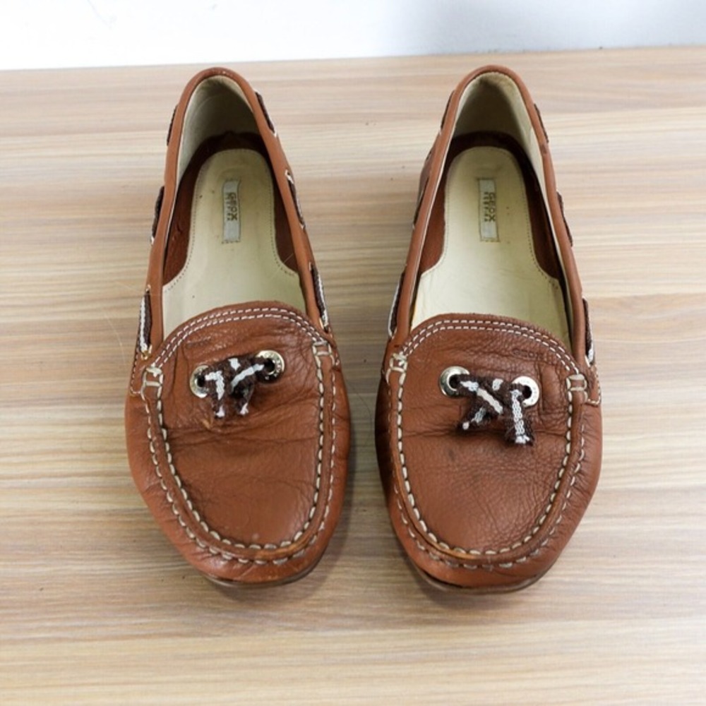 Old Money Brown Loafers Womens 7.5 D Nautical Preppy Leather Moc GEOX Respira
